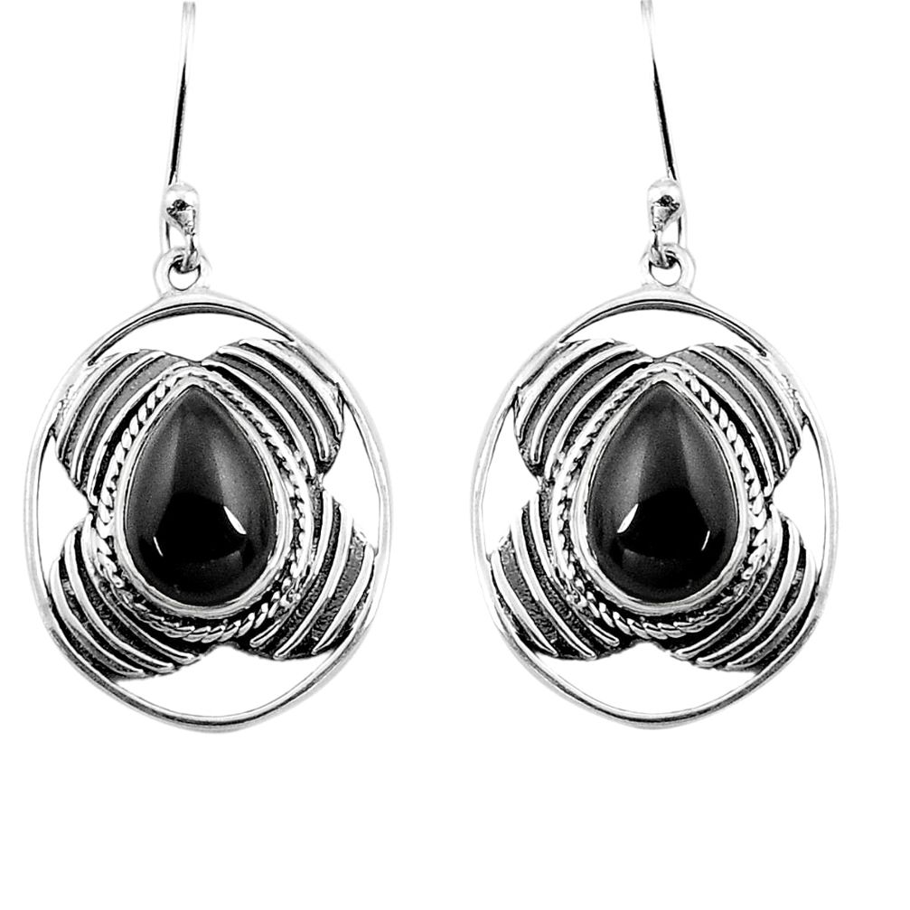 6.04cts natural black onyx 925 sterling silver dangle earrings jewelry p77561
