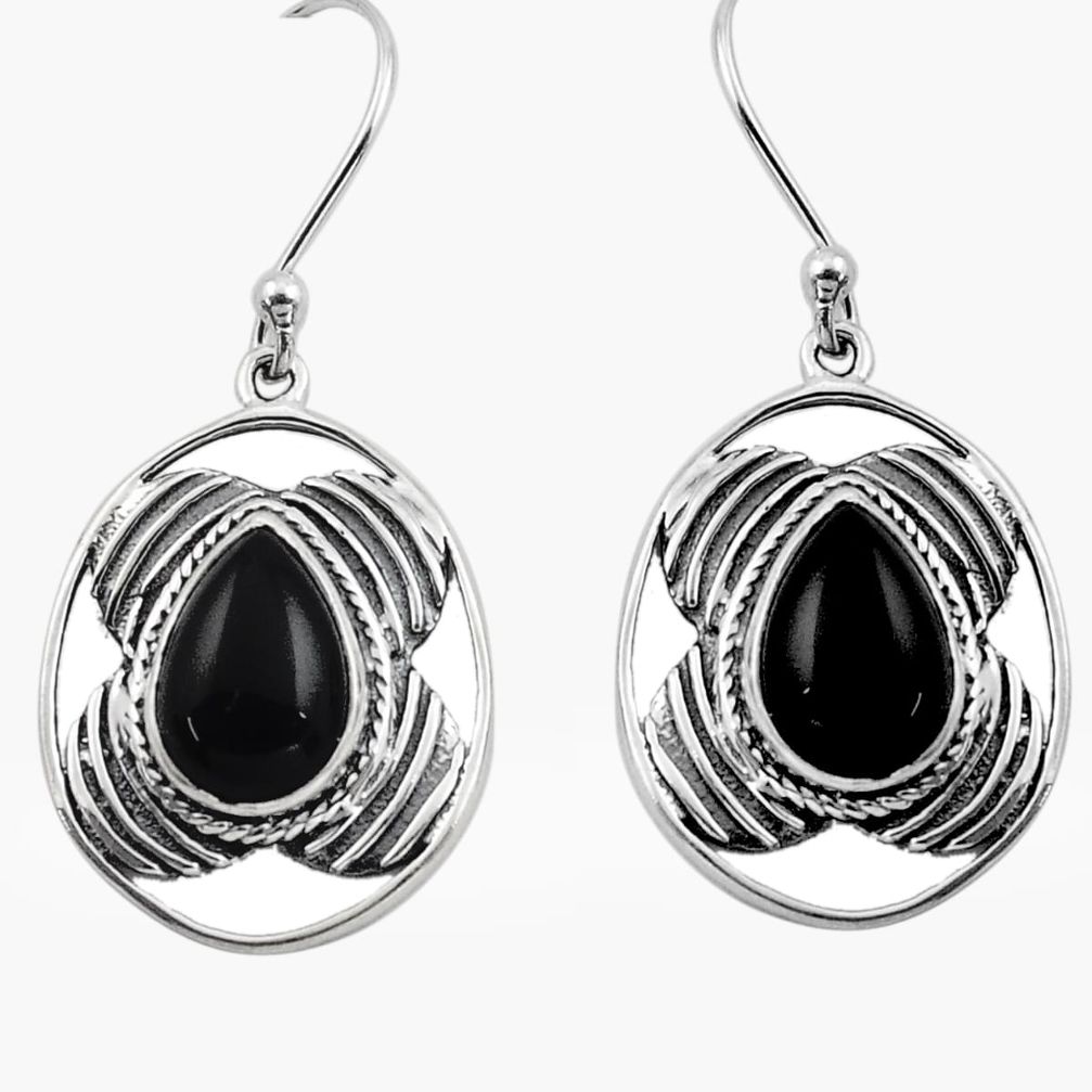 black onyx 925 sterling silver dangle earrings jewelry p88442