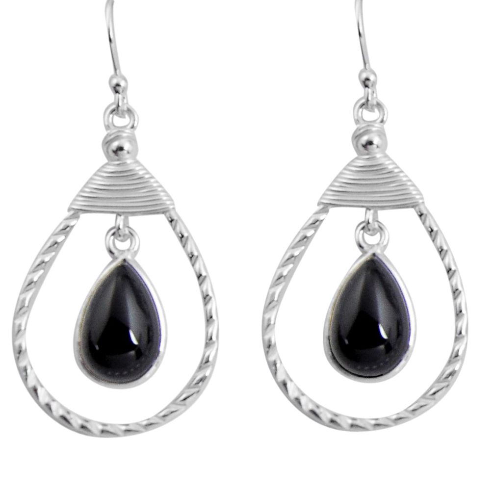 9.86cts natural black onyx 925 sterling silver dangle earrings jewelry p89964