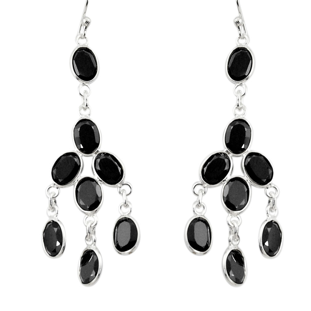 15.86cts natural black onyx 925 sterling silver dangle earrings jewelry r33159