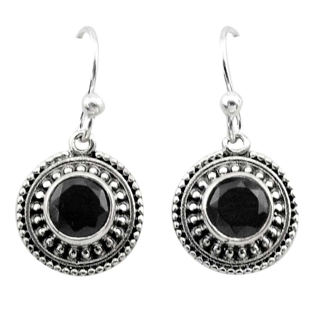 2.93cts natural black onyx 925 sterling silver dangle earrings jewelry t30068