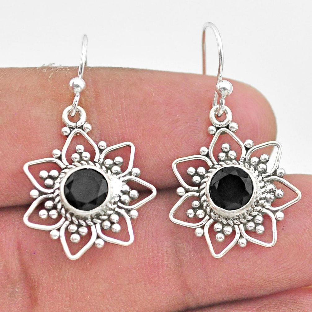 2.91cts natural black onyx 925 sterling silver dangle earrings jewelry t30126