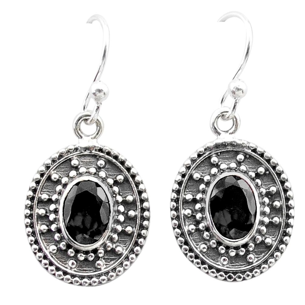 3.47cts natural black onyx 925 sterling silver dangle earrings jewelry t30162