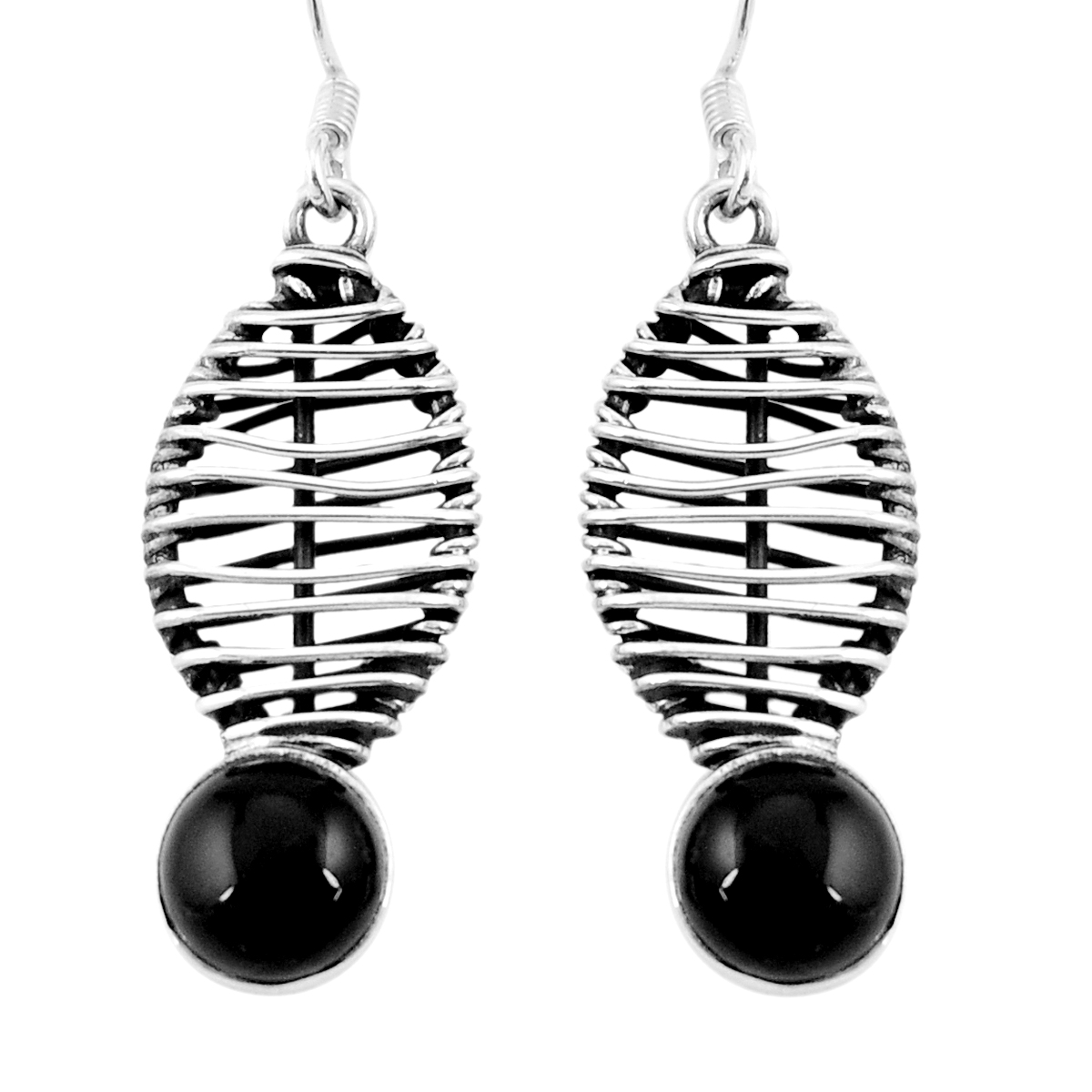 Natural Black Onyx 925 Sterling Silver Dangle Earrings Jewelry Y53125 Gemexi 