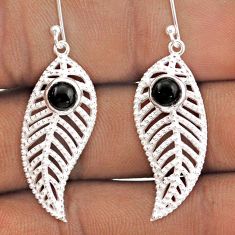 1.71cts natural black onyx 925 sterling silver deltoid leaf earrings t91712