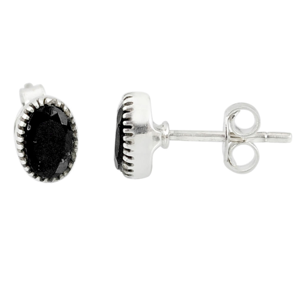 2.39cts natural black onyx 925 sterling silver stud earrings jewelry r87529