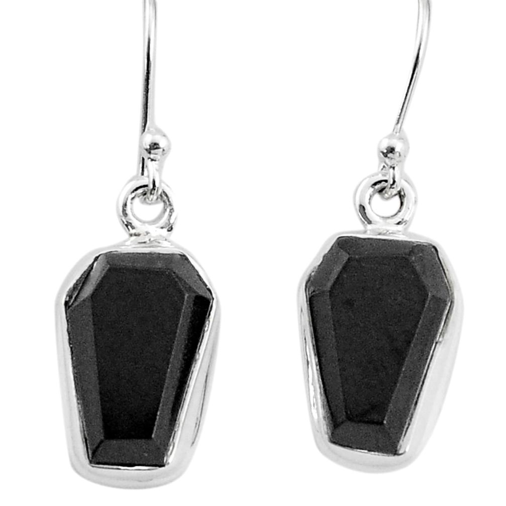 9.27cts natural black onyx 925 sterling silver handmade dangle earrings t3706