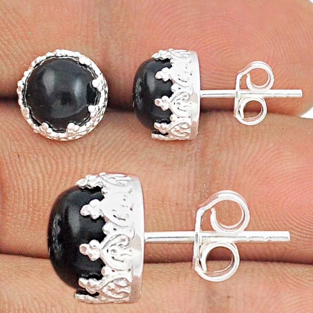 6.61cts natural black onyx 925 sterling silver stud earrings jewelry u20611