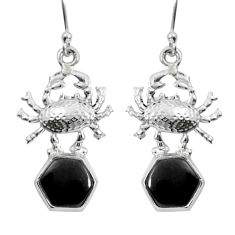 10.02cts natural black onyx hexagon 925 silver crab earrings jewelry y12427