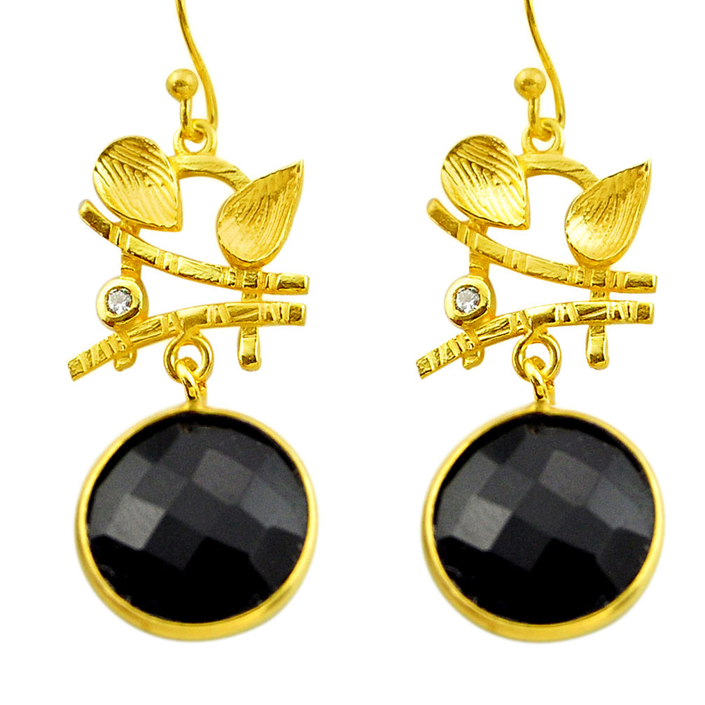  black onyx topaz 925 silver 14k gold dangle earrings r32919