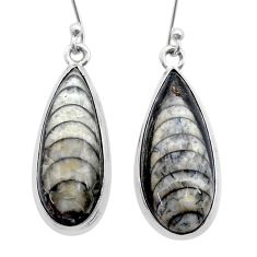 18.46cts natural black orthoceras 925 sterling silver dangle earrings u71231