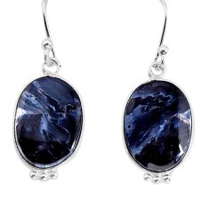 10.70cts natural black pietersite (african) 925 silver dangle earrings y79576