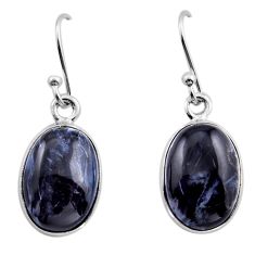 9.00cts natural black pietersite (african) 925 silver dangle earrings y85858