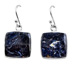 10.30cts natural black pietersite (african) 925 silver dangle earrings y85859