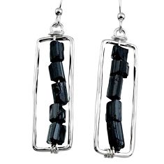 11.68cts natural black tourmaline rough 925 silver dangle earrings r65660