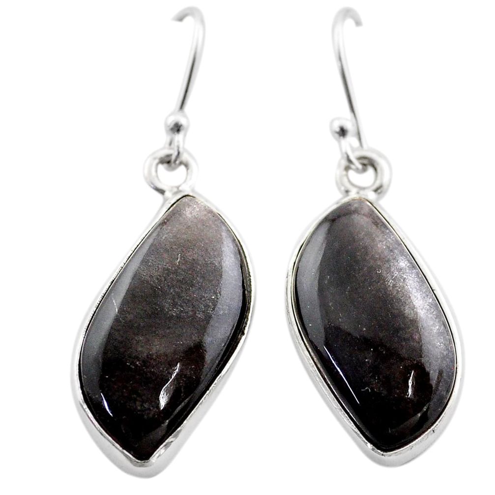 11.66cts natural black vivianite 925 sterling silver dangle earrings t60864