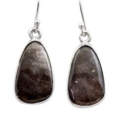 9.67cts natural black vivianite 925 sterling silver dangle earrings t60950