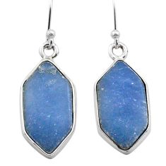 10.79cts natural blue angelite hexagon 925 sterling silver earrings t60841
