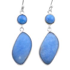 12.99cts natural blue angelite owyhee opal 925 silver dangle earrings t61153