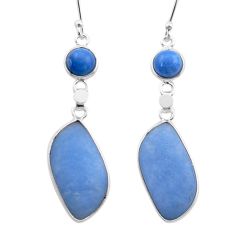 13.64cts natural blue angelite owyhee opal 925 silver dangle earrings t61156