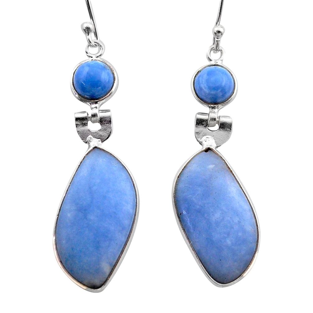 14.08cts natural blue angelite owyhee opal 925 silver dangle earrings t61160