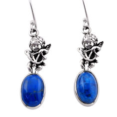 8.38cts natural blue apatite (madagascar) oval 925 silver angel earrings n51075