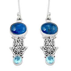 9.42cts natural blue apatite topaz 925 silver hand of god hamsa earrings y24761