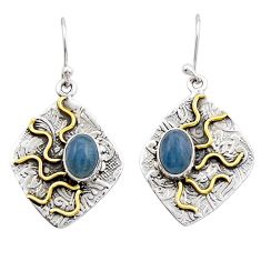 4.21cts natural blue aquamarine 925 silver gold dangle earrings jewelry y20517