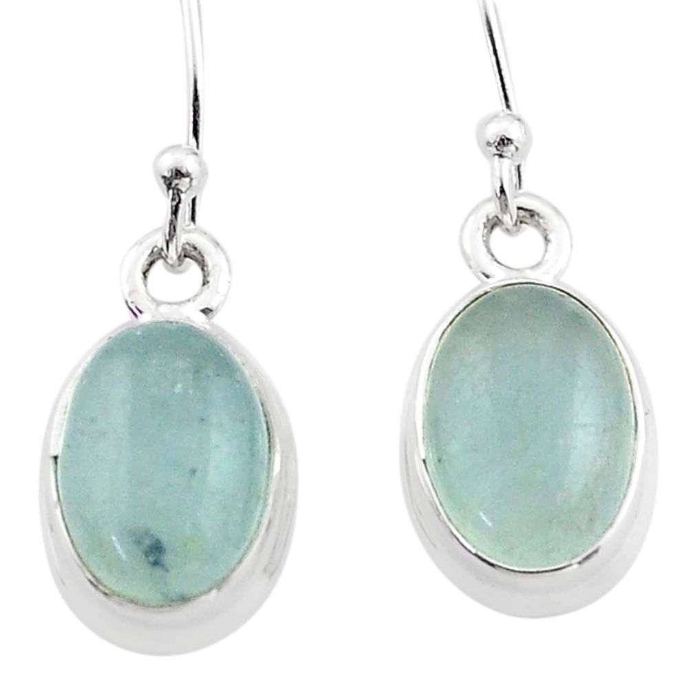 8.03cts natural blue aquamarine 925 sterling silver dangle earrings t70741