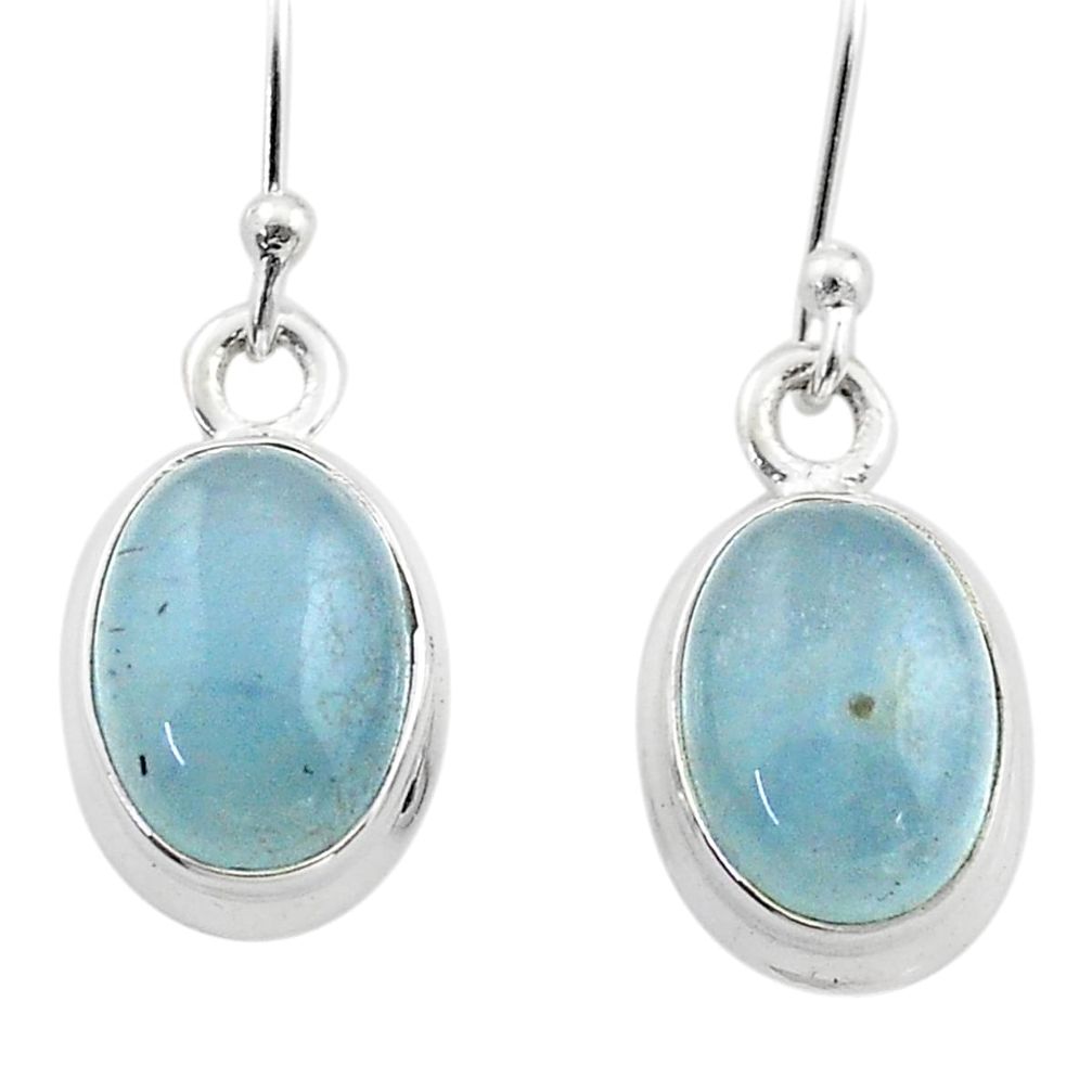 9.33cts natural blue aquamarine 925 sterling silver dangle earrings t70742