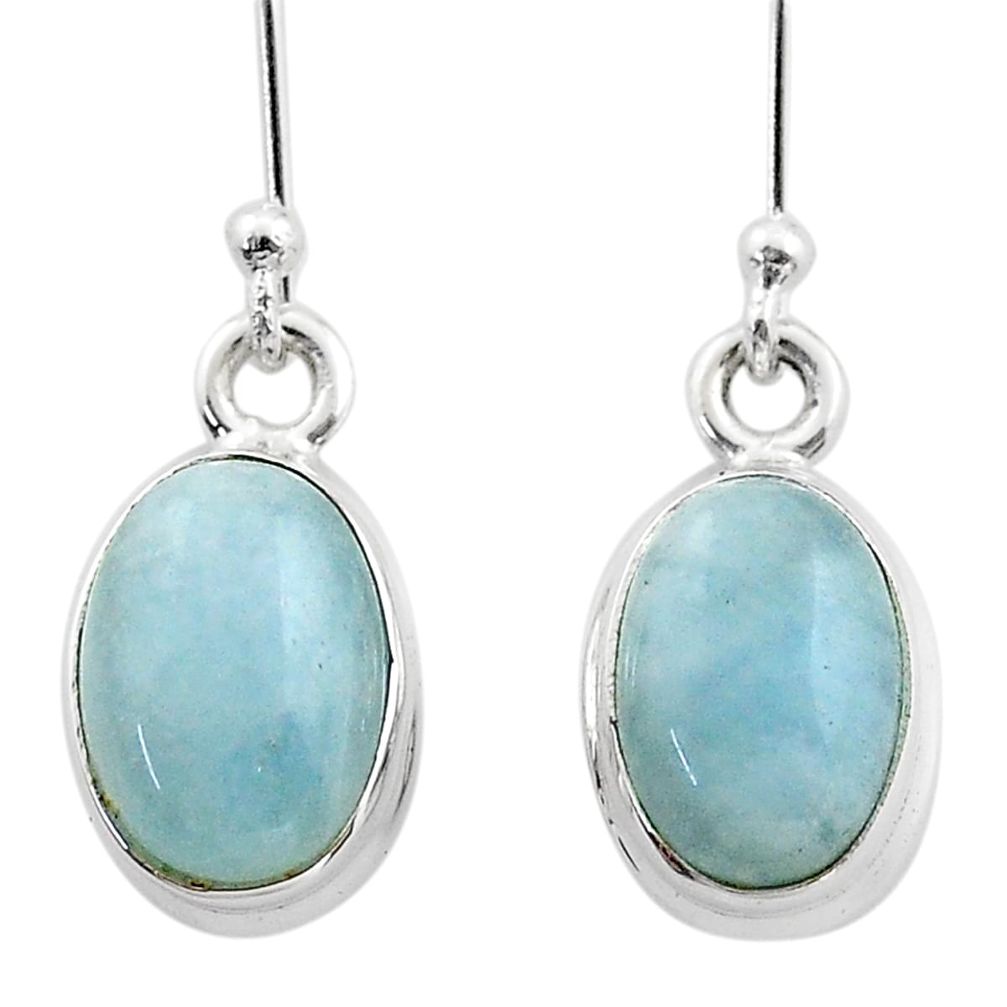 8.51cts natural blue aquamarine 925 sterling silver dangle earrings t70758