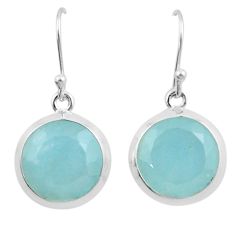11.57cts natural blue aquamarine 925 sterling silver dangle earrings u20711