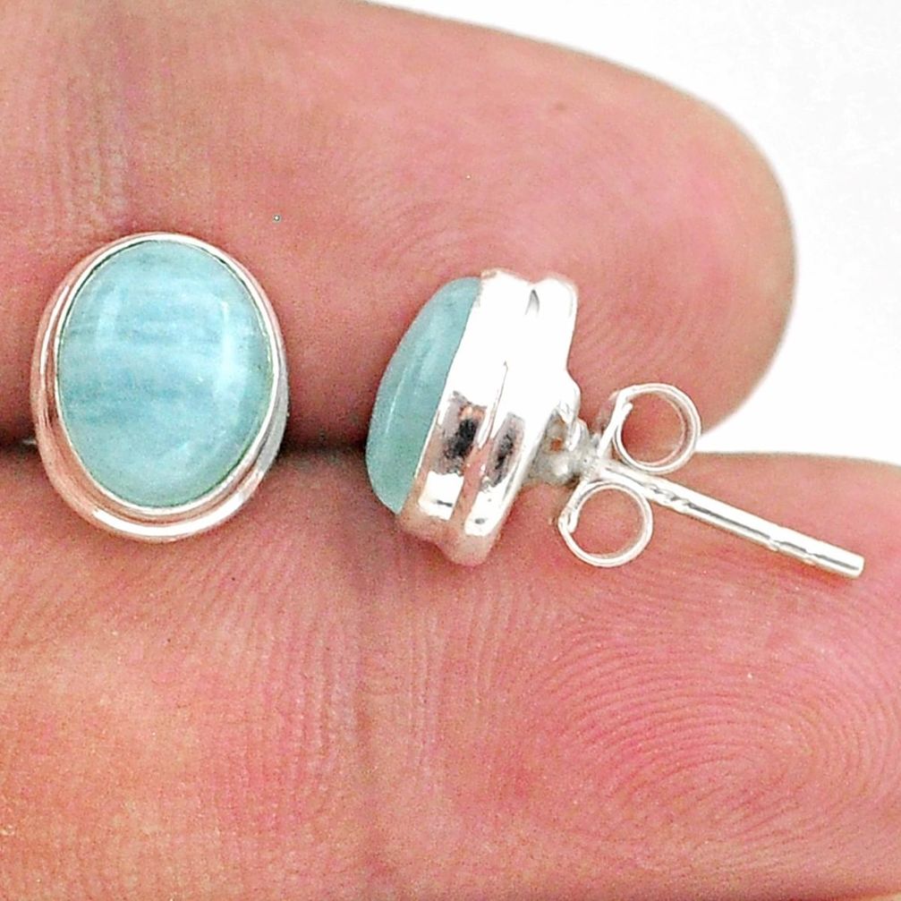 6.16cts natural blue aquamarine 925 sterling silver stud earrings jewelry t38282