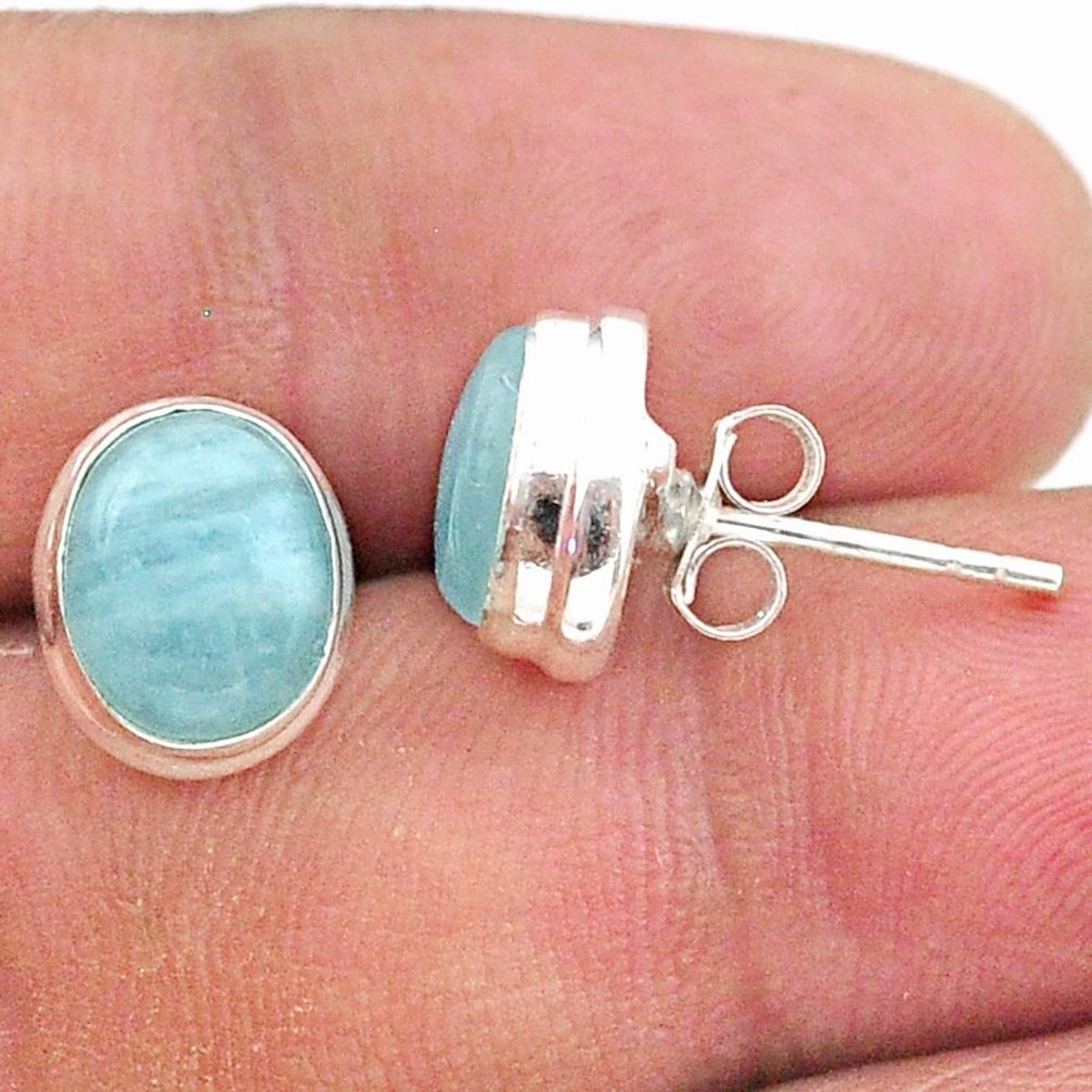 5.83cts natural blue aquamarine 925 sterling silver stud earrings jewelry t38289