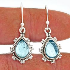 4.97cts natural blue aquamarine pear 925 sterling silver dangle earrings n19327