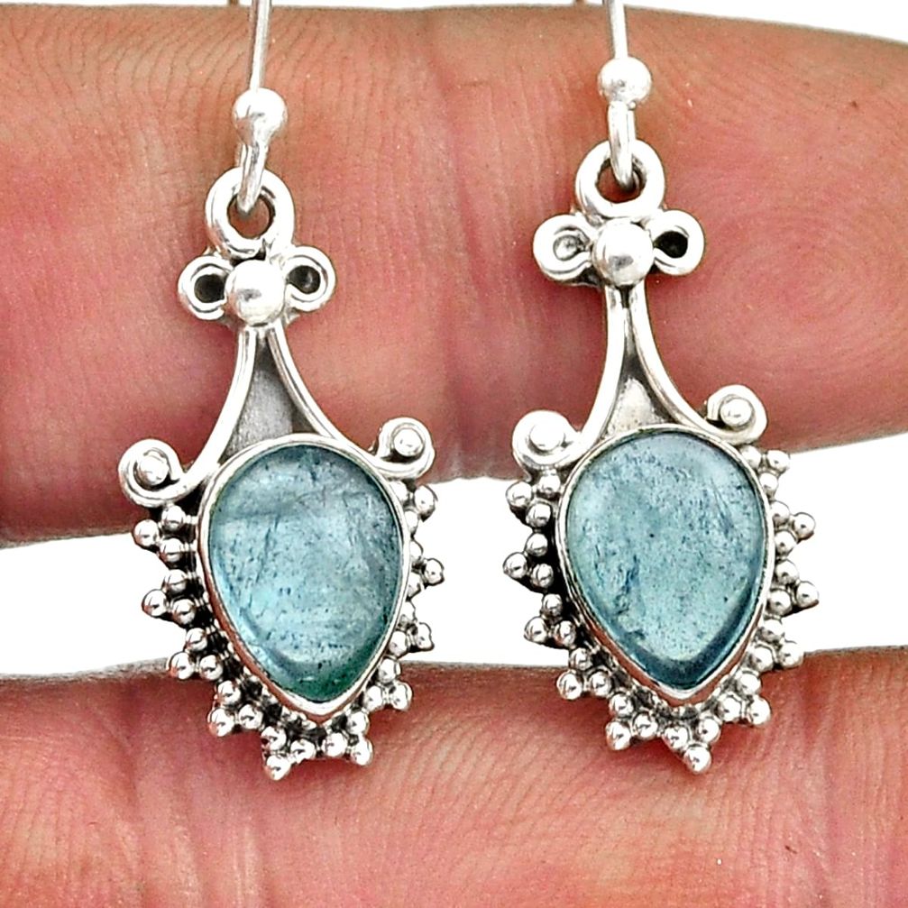 4.25cts natural blue aquamarine pear 925 sterling silver earrings jewelry n19542