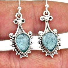 4.25cts natural blue aquamarine pear 925 sterling silver earrings jewelry n19542
