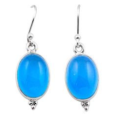 12.17cts natural blue chalcedony 925 sterling silver dangle earrings u13355
