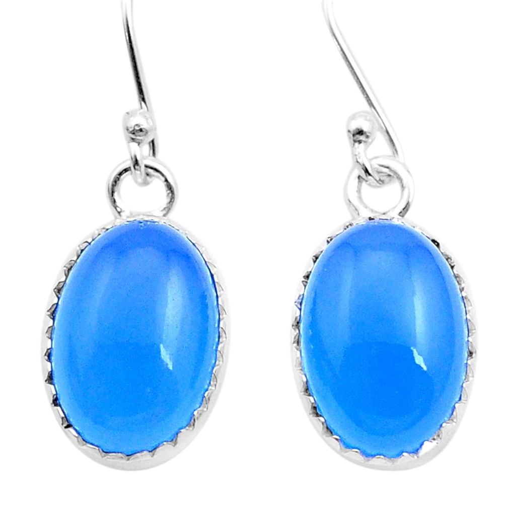 10.10cts natural blue chalcedony 925 sterling silver dangle earrings u50964