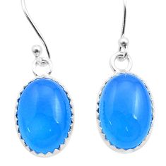 10.53cts natural blue chalcedony 925 sterling silver dangle earrings u50982
