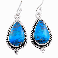 10.58cts natural blue chrysocolla 925 sterling silver dangle earrings n39644