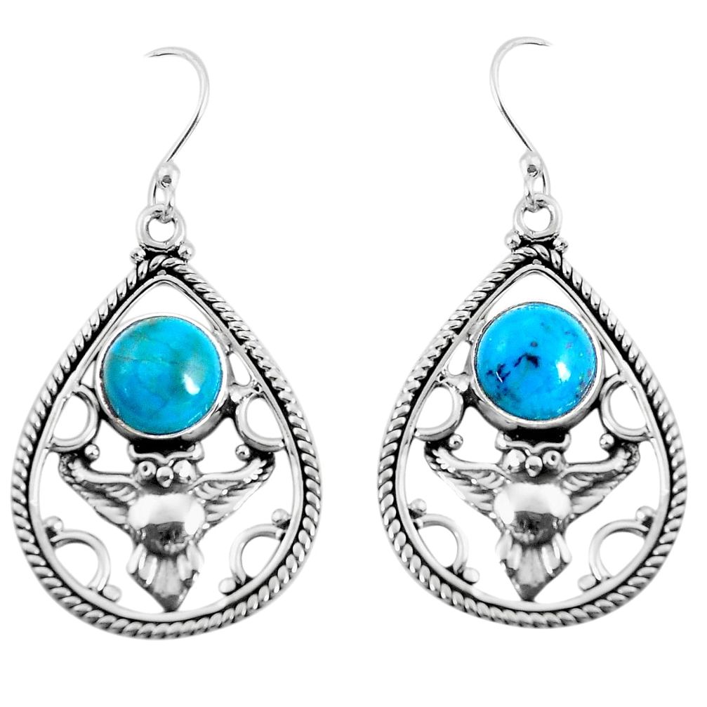 blue chrysocolla 925 sterling silver owl earrings jewelry p52046