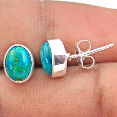 4.16cts natural blue chrysocolla 925 sterling silver stud earrings t83426