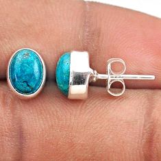 4.22cts natural blue chrysocolla 925 sterling silver stud earrings t83433