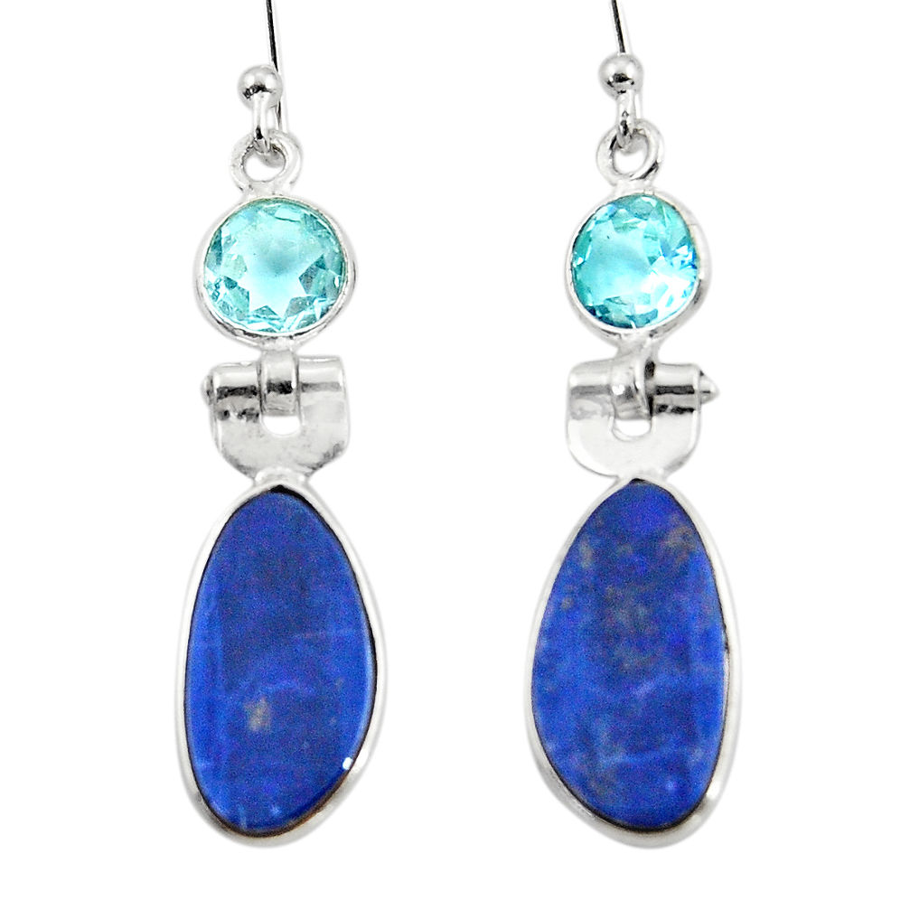 8.48cts natural blue doublet opal australian 925 silver dangle earrings r49974