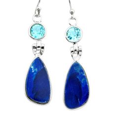 10.48cts natural blue doublet opal australian topaz 925 silver earrings y15366