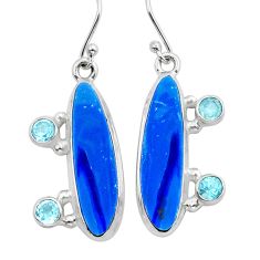 12.29cts natural blue doublet opal australian topaz 925 silver earrings y15484