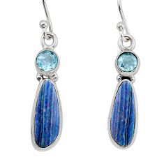 6.93cts natural blue doublet opal australian topaz silver dangle earrings y80545