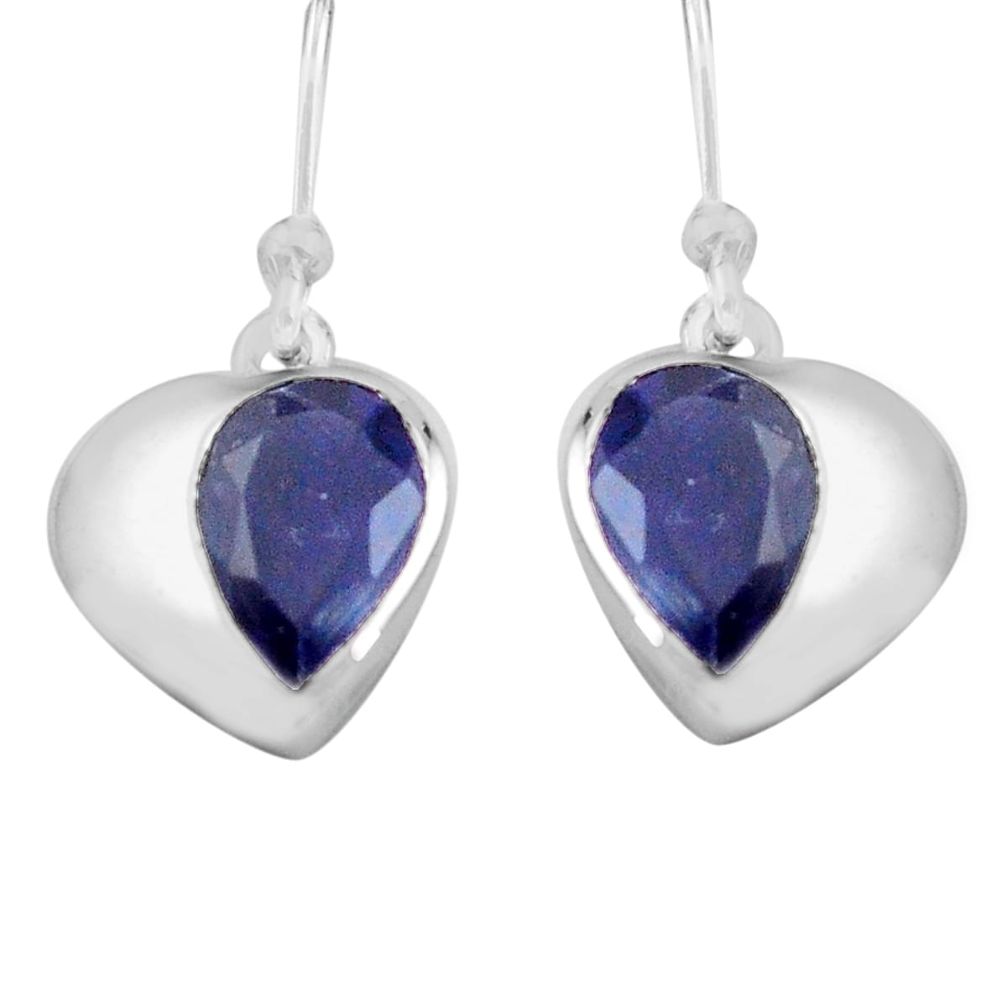 5.51cts natural blue iolite 925 sterling silver dangle earrings jewelry p82317