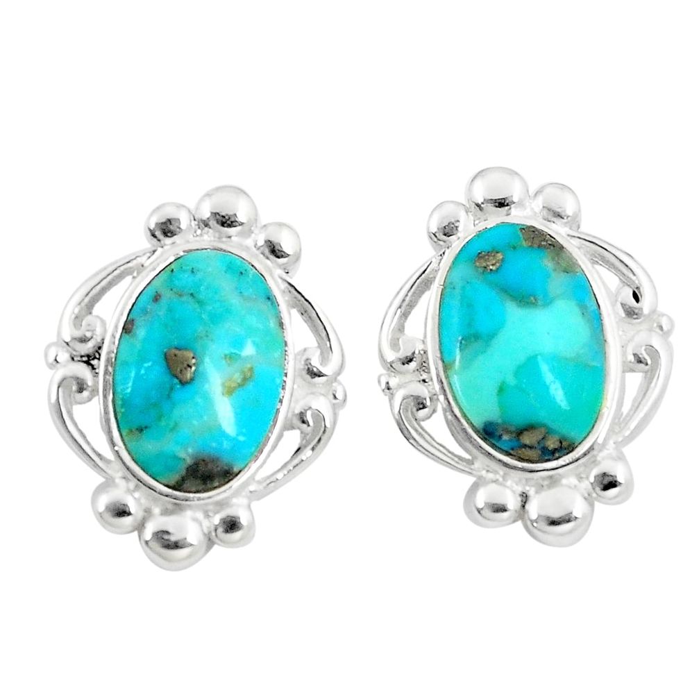 6.04cts natural blue kingman turquoise 925 silver dangle earrings jewelry c10596